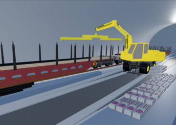 Schiene abladen mit Traverse, rev. maha